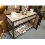 Metal and wood console table 1.2m