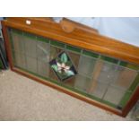 Set of Four Stained Glass Oak Framed Windows