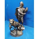 Bronze Effect Shakespeare Figure + Signed Valton Dog