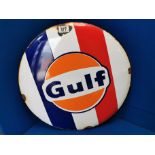 Gulf Oil Enamel Automobilia Advertising Sign