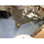 2m x 1m glass and chrome dining table