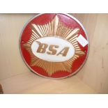 cast iron BSA motor cycle sign (reproduction)
