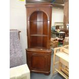 Repro. Mahogany standing corner cupboard