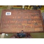 cast iron British railways sign 22 x 29cm