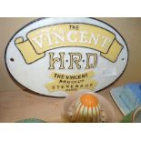 The Vincent HRD cast iron sign