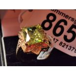 18ct Gold & Diamond Ring w/Citrine