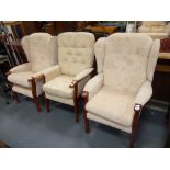 3 armchairs with cream upholstery