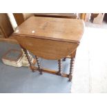 Small oak drop leaf table with barley twist legs