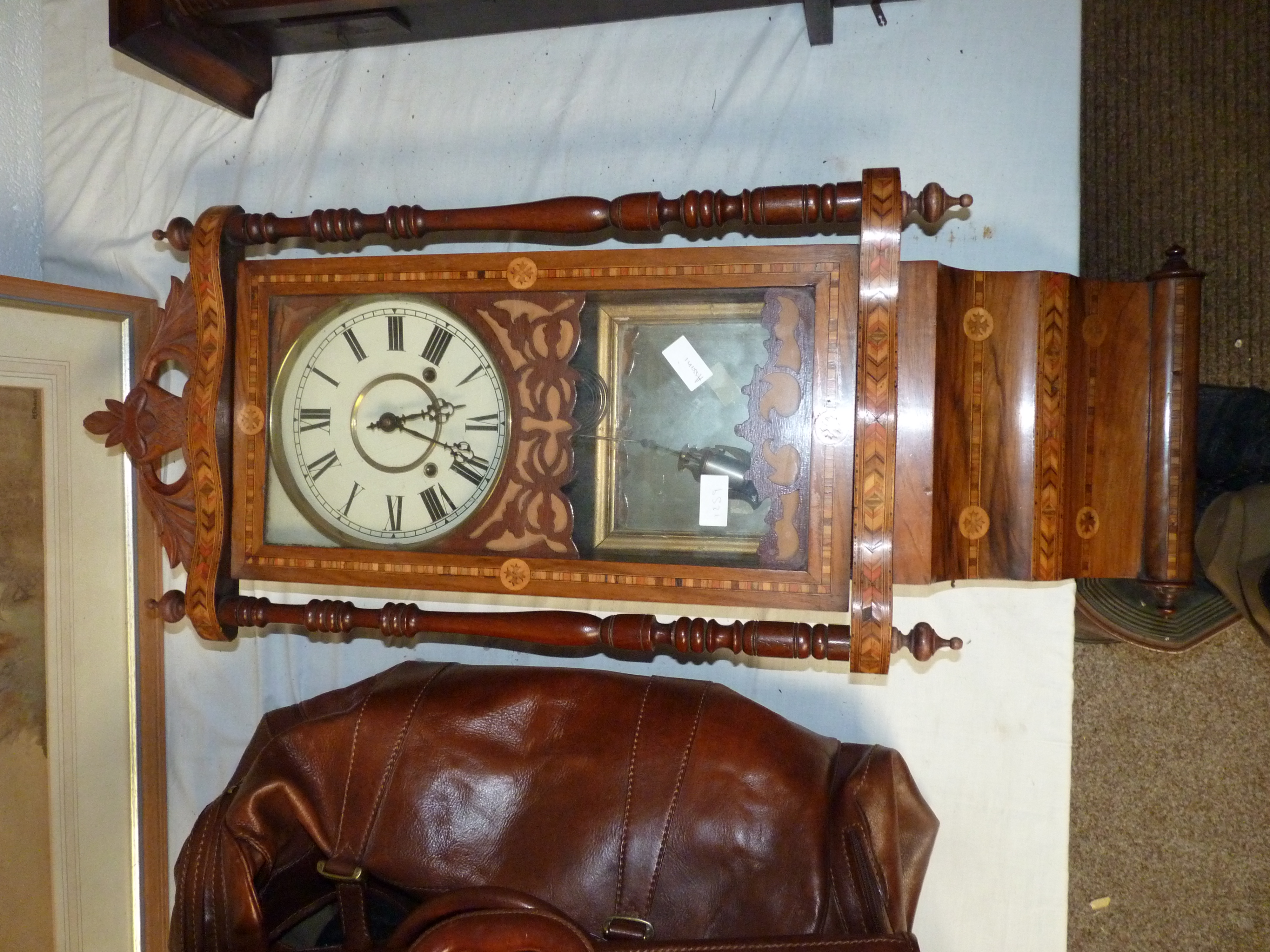 Inlaid Wood Vintage Wall Clock