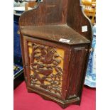 Small Victorian Oak Corner Cupboard w/carved floral decoration