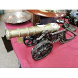 Cast Iron & Brass Decorative Cannon