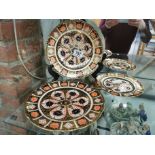 Set of Three Royal Crown Derby Heavily-Guilded Imari 1128 Plates