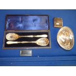 Silver Basket, Cigarette Case & Plated Cutlery