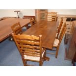 Oak 1.8m dining table and chairs