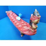 Chinese Gold & Red Patterned Decorative Boat