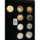 Boxed Set of Various Silver & Gold-Plated Coins
