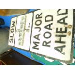 Slow Major Road Ahead Original Traffic Automobilia Sign