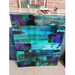 Acryllic & Resin Blue Block Painting by J Blenkinsop