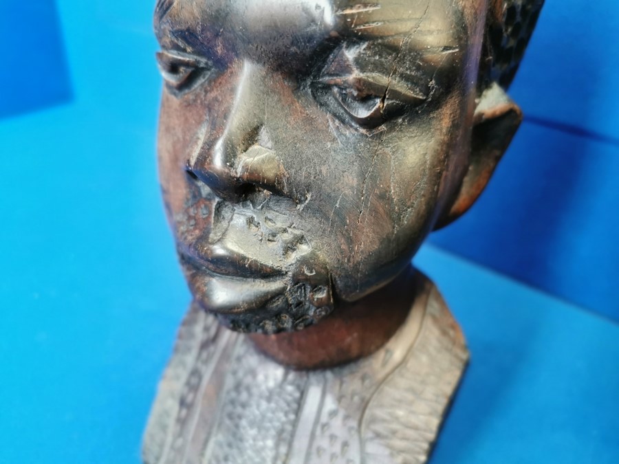 Pair of Carved African Busts - Image 2 of 3