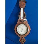 Oak Banjo Aneroid Barometer