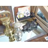 Decorative Brass Weights, Money Box, AA, Pens & Various