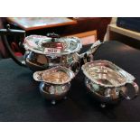 3pc London Silver Tea Service - total 1058g