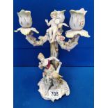 Continental Antique Porcelain Candleabra w/crossed swords mark to base