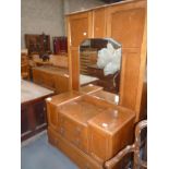 Oak wardrobe, dressing table and sideboard