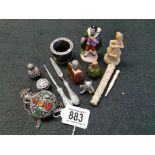Box of Miscelleanous Scent Bottles & Silver Items