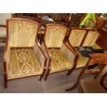 Edwardian Inlaid sofa & Pair of Armchairs