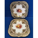 Pair of Royal Worcester Signed Plates (one A/F)