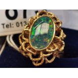 Large Black Opal & Gold Ring