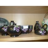 Shelley Black Violette Group of Vases & Jars