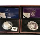 Sapphire Jubilee Silver 5 Ounce Coin & Queen Elizabeth II 90th Birthday 5 Ounce Coin