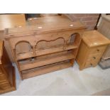 Pine plate rack and bedside cabinet