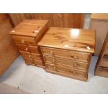 Pine bedside cabinet and small chest