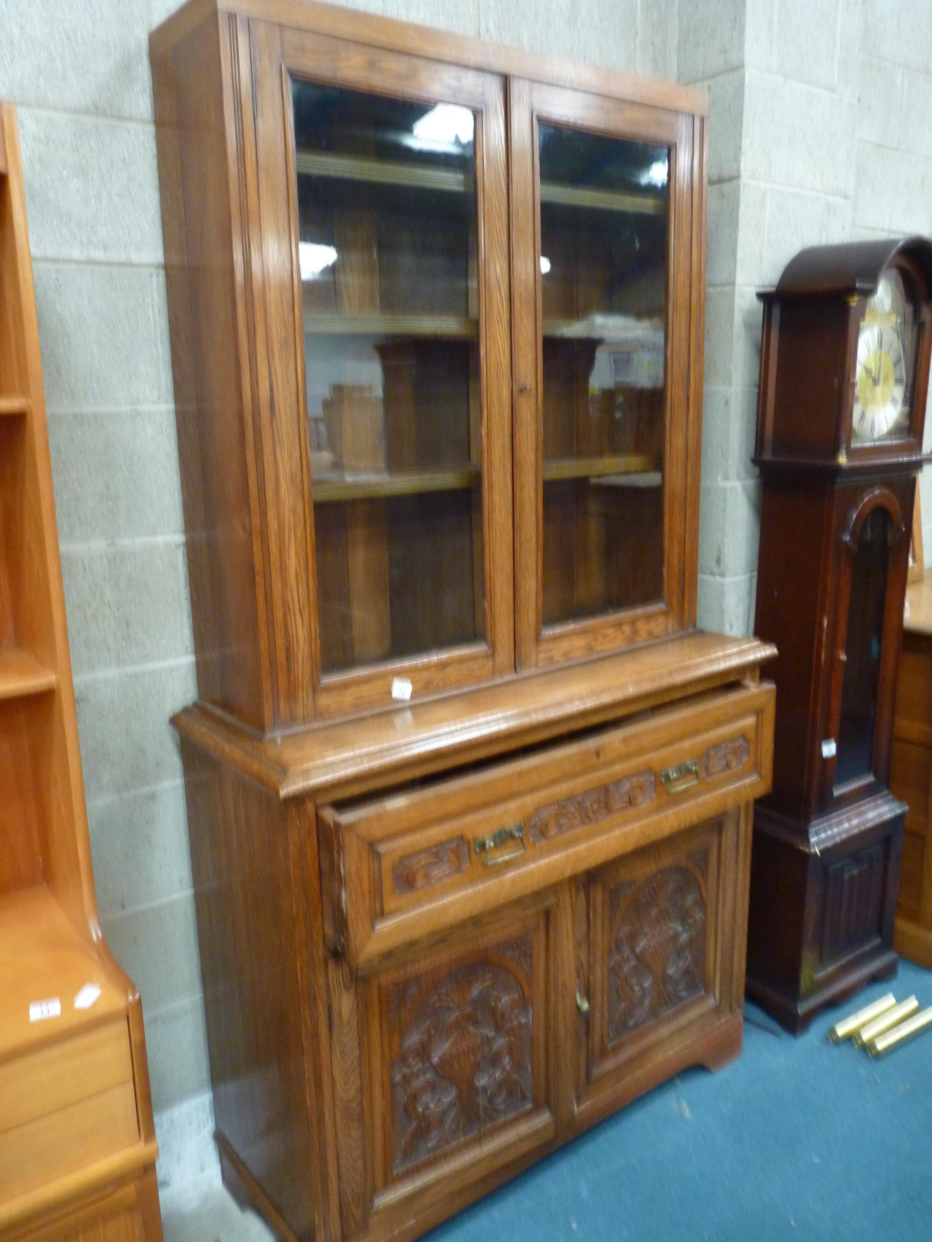 Oak antique Secretaire bookcase