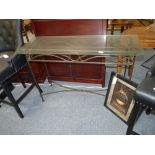 Glass and metal console table