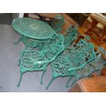 Metal garden table and 7 chairs