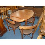 G Plan teak extending dining table and 6 chairs