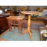 Teak next of tables and tripod table