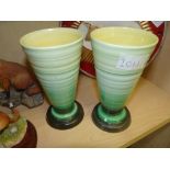 Pair of Shelley Harmony Conical Green Vases