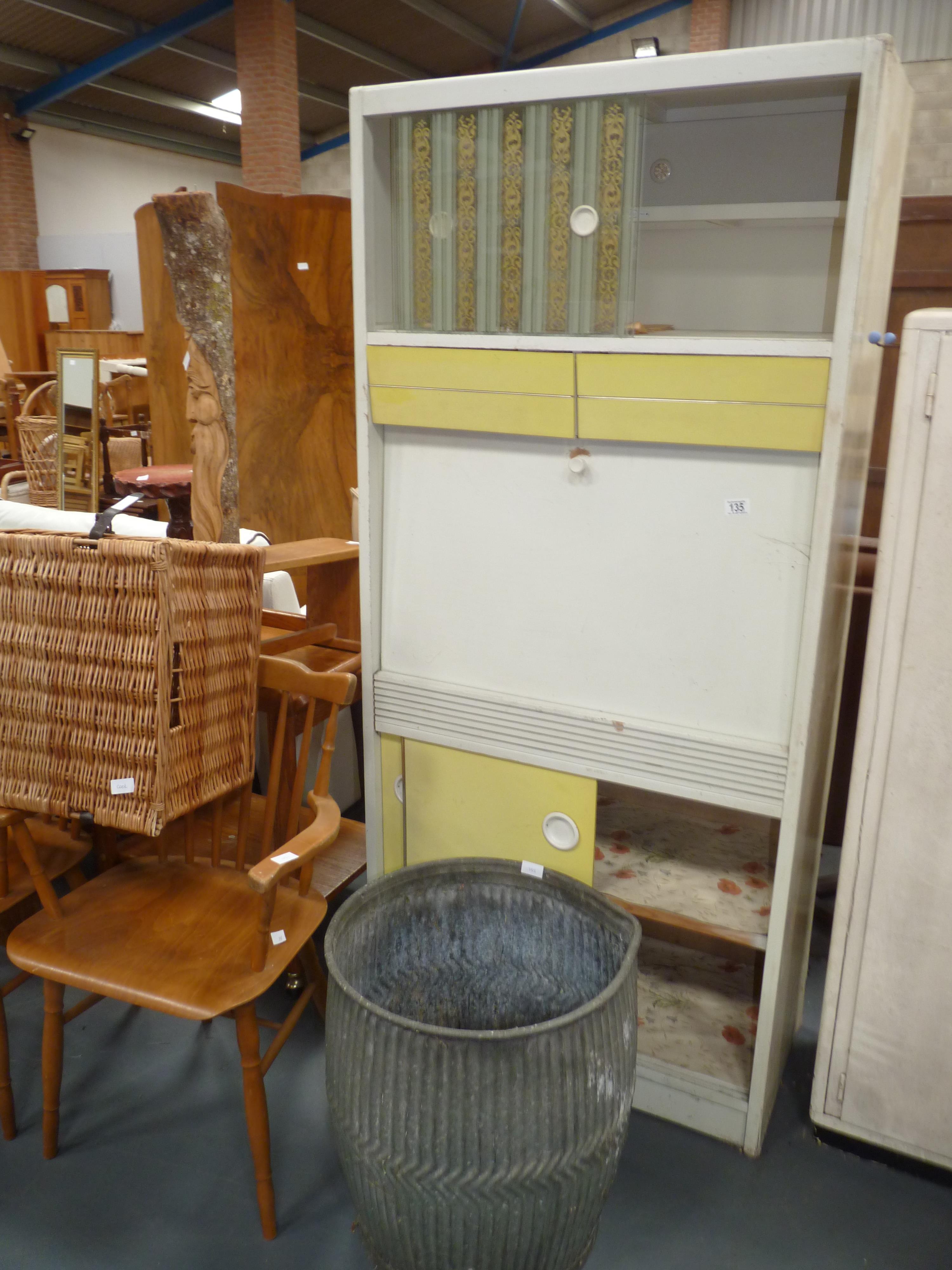 1940s kitchen cupboard and dolly tub