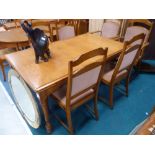 Teak extending dining table and 6 chairs