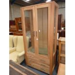 Modern light oak display cabinet