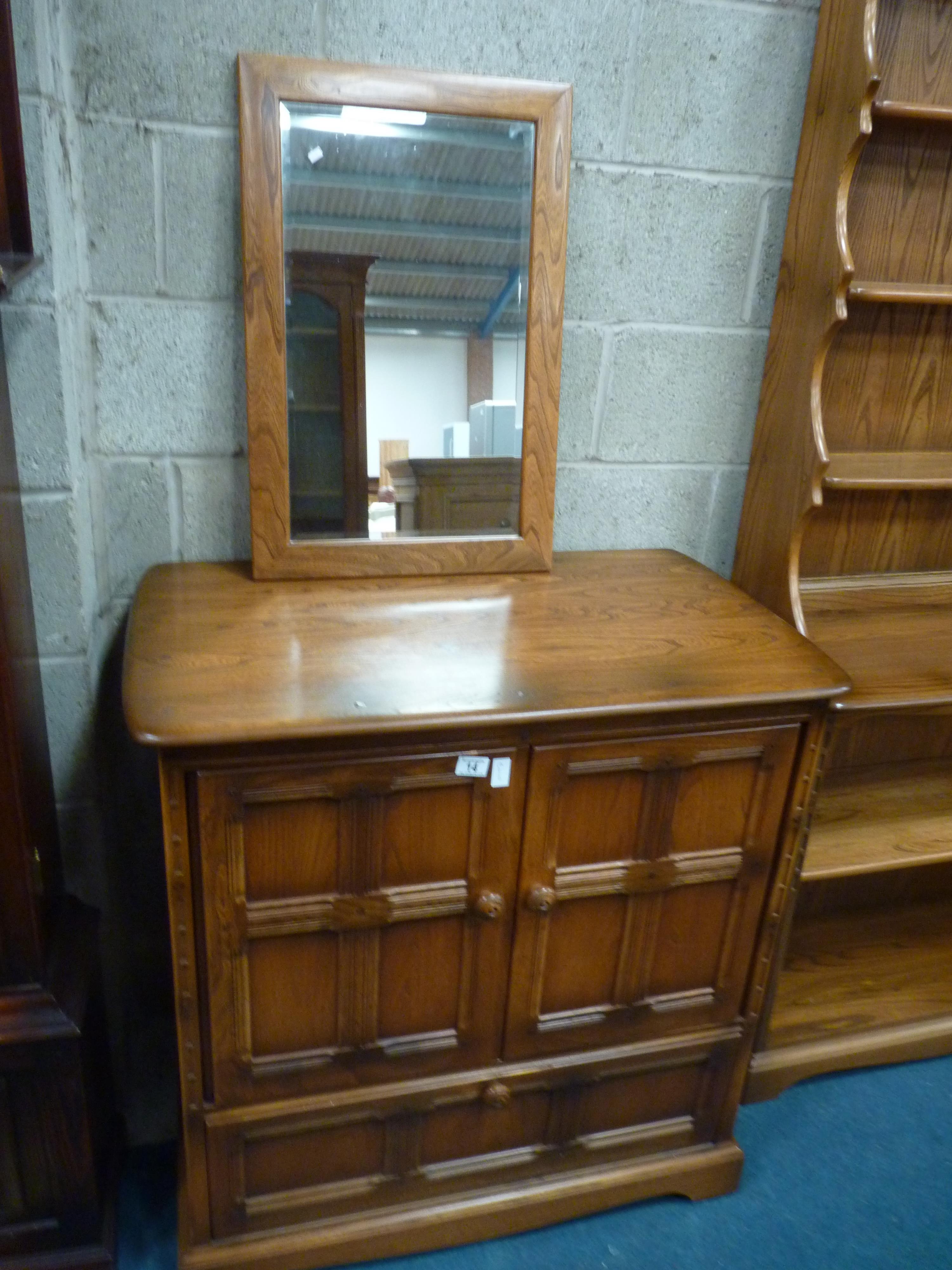 Ercol TV cabinet and wall mirror