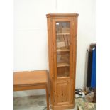 Pine standing corner cupboard