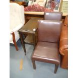 2 Faux leather dining chairs and tea trolley