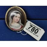 Edwardian Handpainted Plaque Brooch