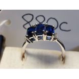 Cushion-Cut Kyanite & Diamond Ring, on a Platinum & Silver Band, size L